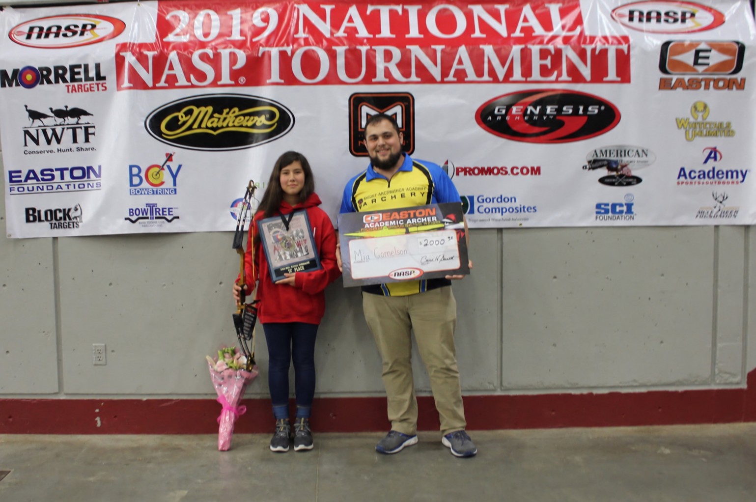Mia Cornelson and Coach Joshua Clarke at the 2019 NASP Nationals